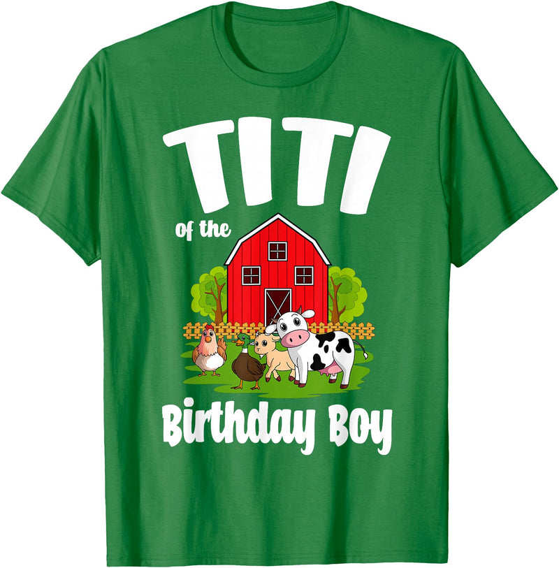 Birthday Boy Farm Animal Theme Titi Of The Birthday Boy Farm Animal Birthday Party Celebration T-Shirt - Kelly Green