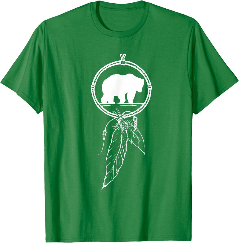 American Indian Shirts by CrushRetro Native American Dreamcatcher Bear Women Men Kids T-Shirt - Kelly Green
