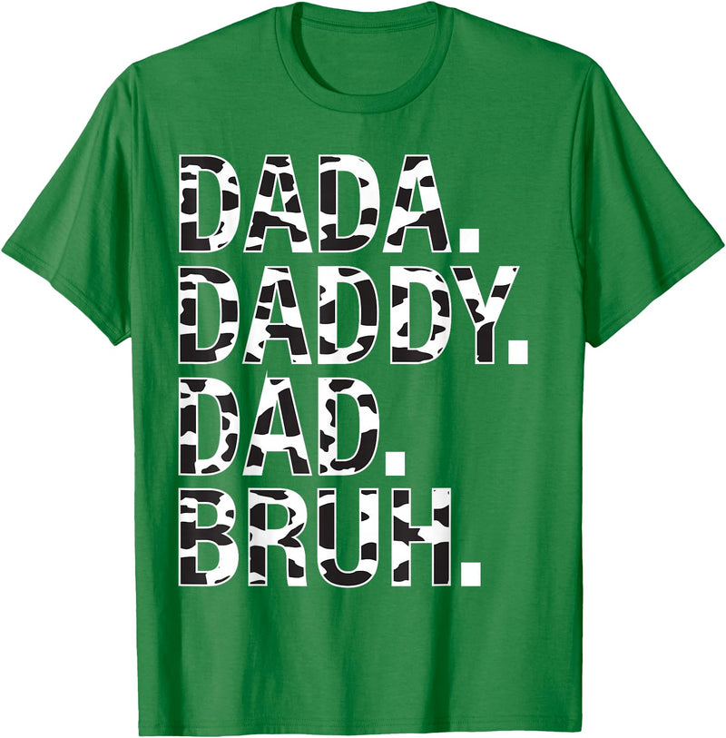 Highland Cow Dad Shirt Dad Cow Print Father's Day Dad Dada Daddy Bruh Papa Cow Daddy Love Cows Dad Cow Print T-Shirt - Kelly