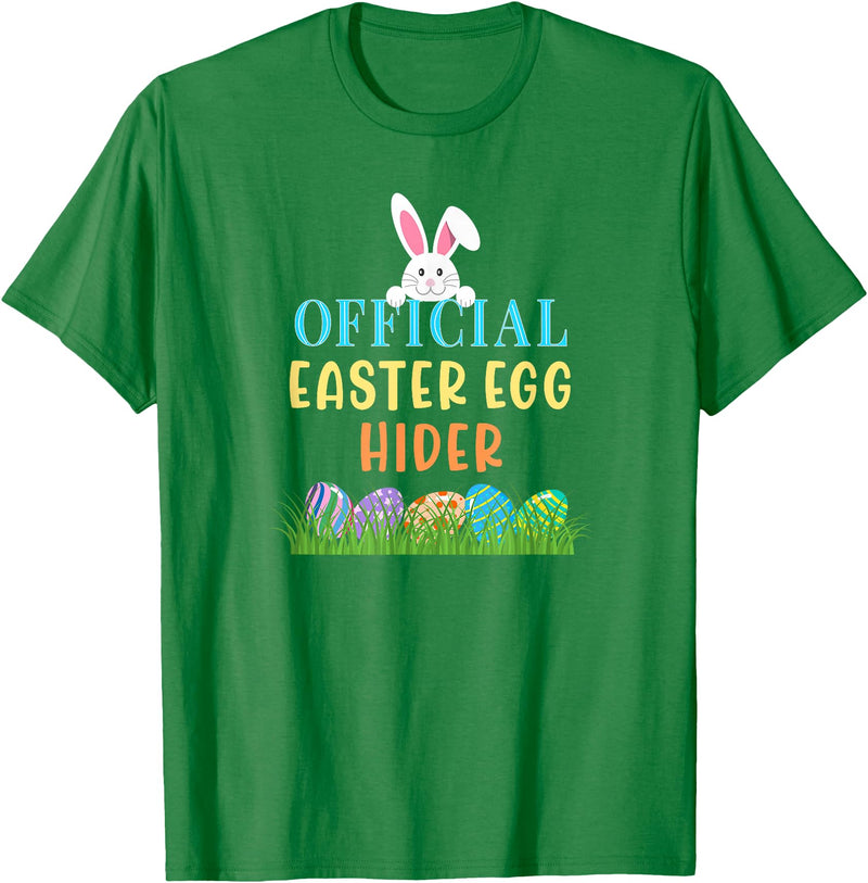 Official Easter Egg Hider Egg Hunt Hiding Bunny Rabbit Face T-Shirt in Kelly Green