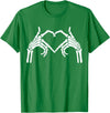 Skeleton Hand Halloween Trendy Novelty Graphic Art Skeleton Hands Heart Sign Halloween Tops T-Shirt - Kelly Green