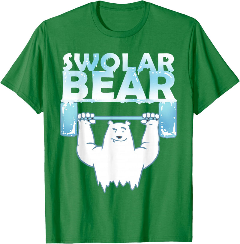 Funny Weightlifter Tees Funny Polar Bear Swolar Bear Lifting Tshirt T-Shirt - Kelly Green