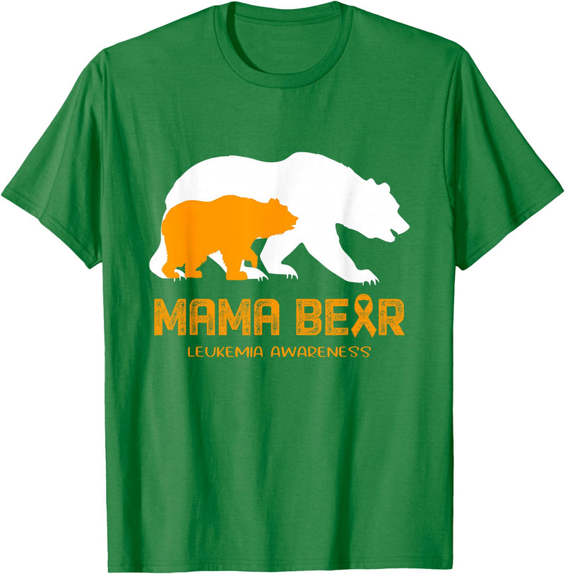 LEUKEMIA Awareness T-Shirt Mama Bear LEUKEMIA Awareness Shirt For Women Men T-Shirt - Kelly Green