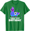 Todays My Bday LLama Tees Cute Birthday Llama Funny Bday Animal Party T-Shirt - Kelly Green