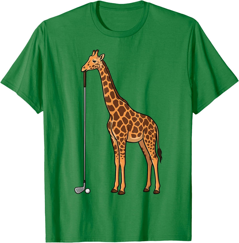 Golf Golfing Golfer Giraffe Animal Safari Giraffe Golf T-Shirt - Kelly Green