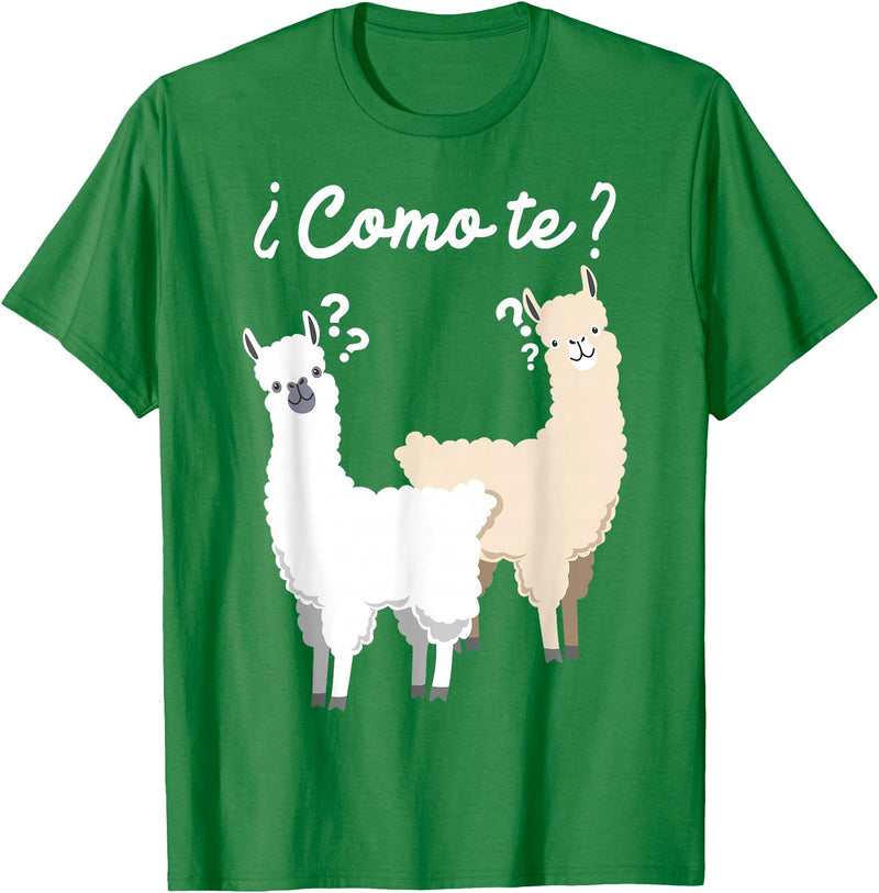 Spanish design | Llama gift | Funny Spanish design Funny Spanish gift, Como Te Llama, Llama design T-Shirt - Kelly Green
