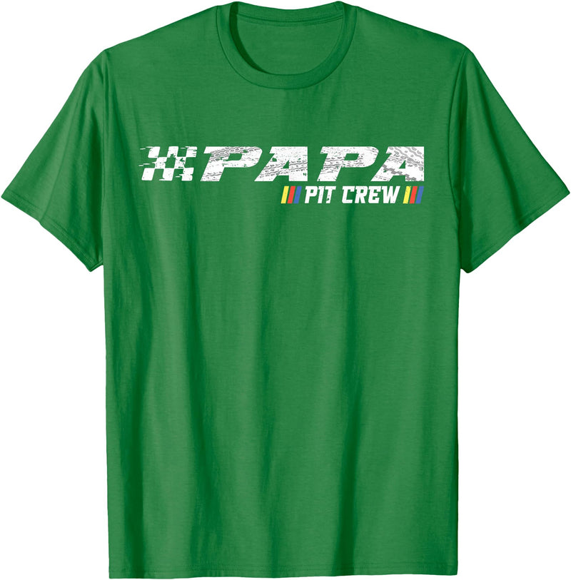 Race Car Birthday Family Race Car Birthday Party Racing Family Papa Pit Crew T-Shirt - Kelly Green