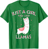 Just A Girl Who Loves Llamas Gift Shirt Just A Girl Who Loves Llamas T-Shirt Gift For Llama Gift Tee T-Shirt - Kelly Green