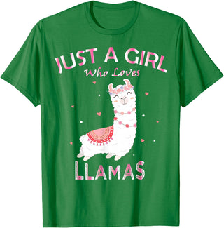 Just A Girl Who Loves Llamas Gift Shirt Just A Girl Who Loves Llamas T-Shirt Gift For Llama Gift Tee T-Shirt - Kelly Green