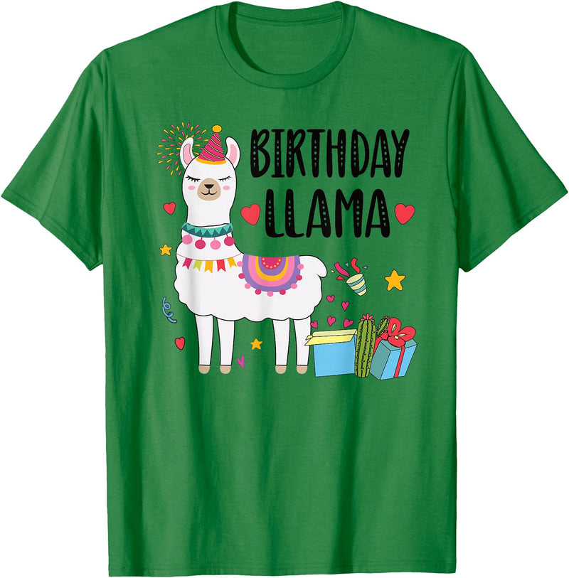 Matching Llama Birthday Party Supplies Birthday Llama Girl Birthday Party Llama Birthday Outfit T-Shirt - Kelly Green