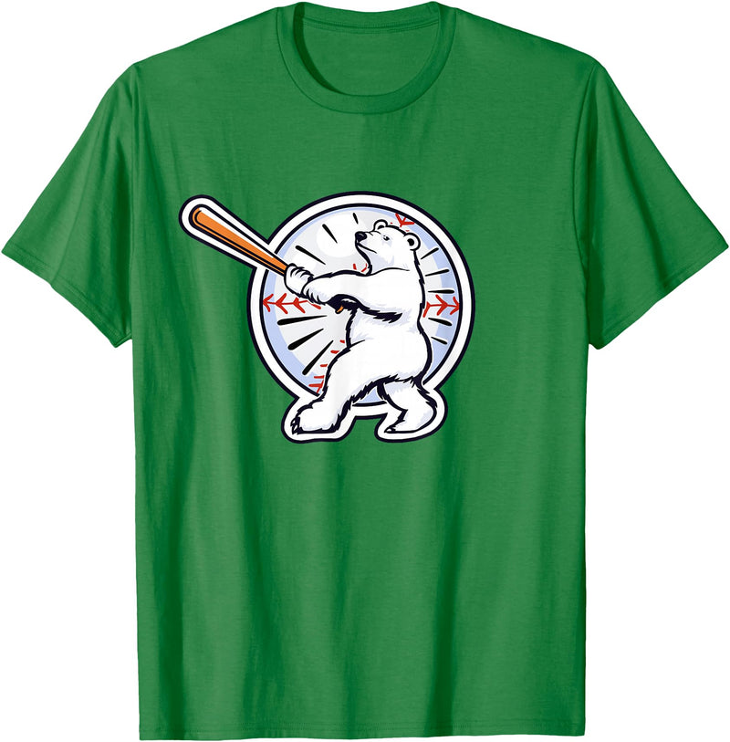 Birdmouse Polar Bear Baseball T-Shirt - Kelly Green