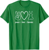 Peace Love Bunnies, Funny, Jokes, Sarcastic Sayings T-Shirt in Kelly Green