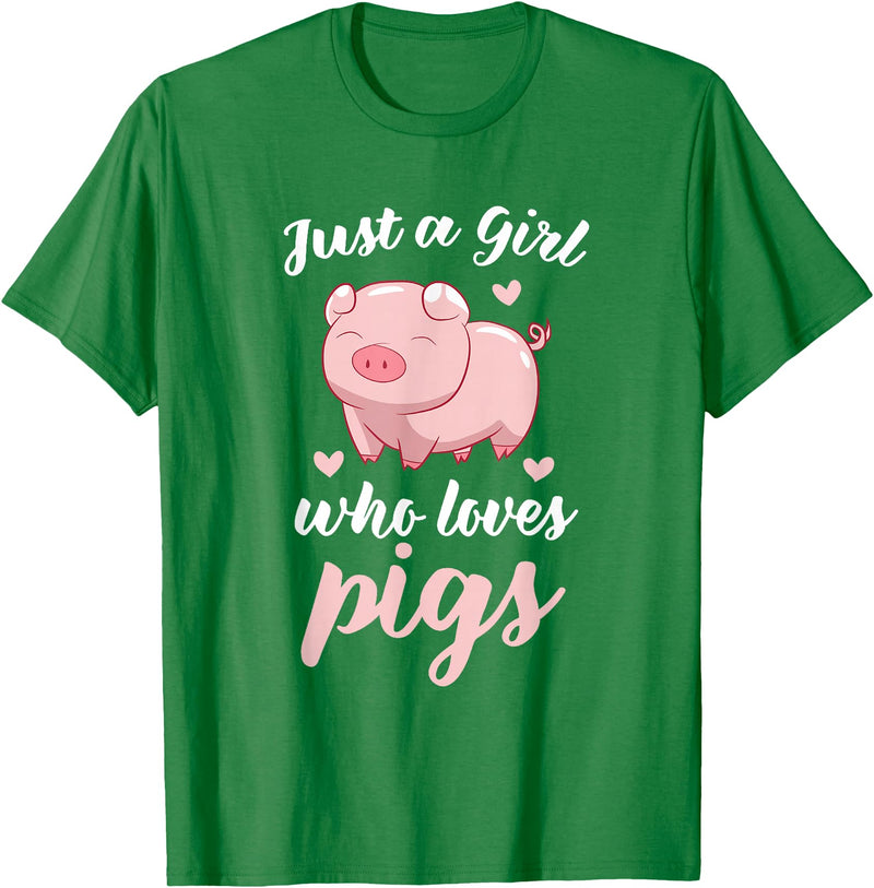 Cute Pig Tees Just A Girl Who Loves Pigs Cute Pig Lovers Gift T-Shirt - Kelly Green