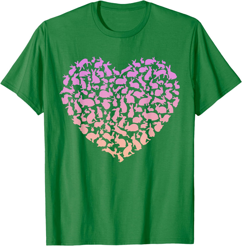 Silhouette Heart Bunny Design for Rabbit Lover Girls Rabbit T-Shirt in Kelly Green