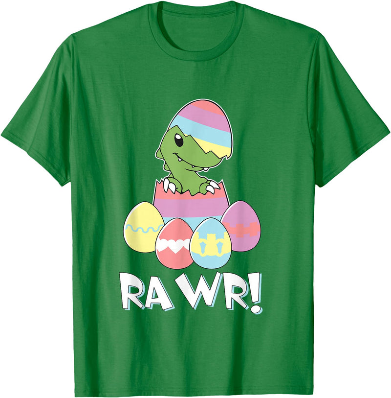 Easter Egg Hunter Dinosaur Dino Easter T-Rex Rabbit Bunny T-Shirt in Kelly Green