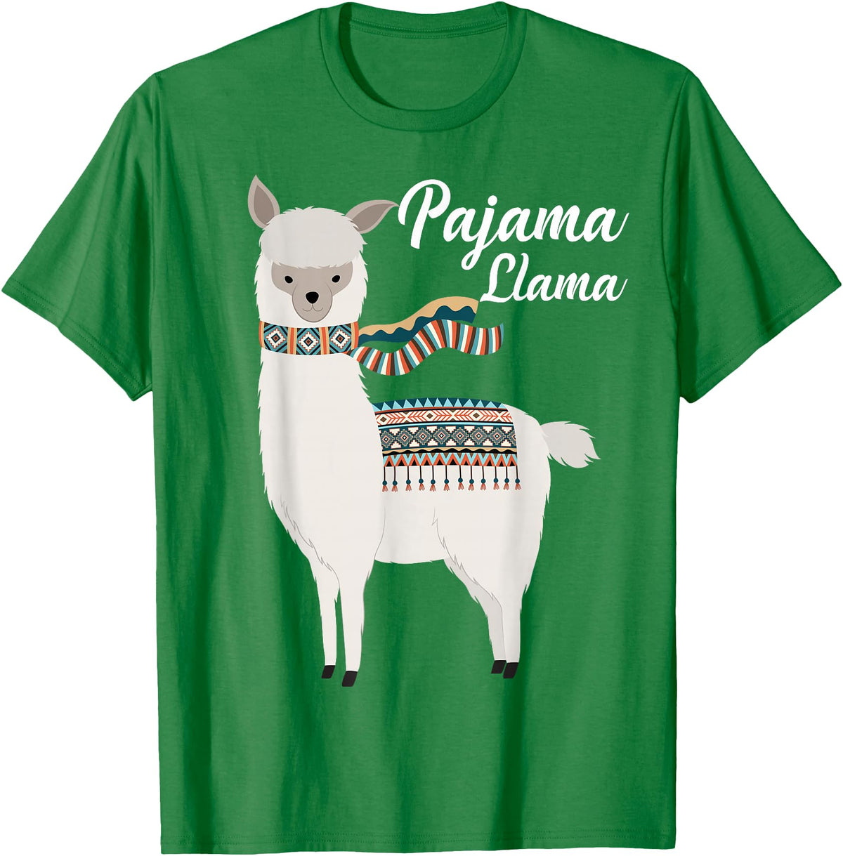 Llama Pajamas GA Cute Pajama Llama Bed Time T-Shirt Llama Pajama T-Shirt - Kelly Green