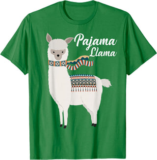 Llama Pajamas GA Cute Pajama Llama Bed Time T-Shirt Llama Pajama T-Shirt - Kelly Green