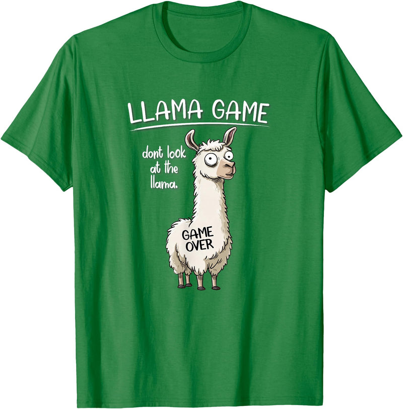 Cute Cartoon Llama Mama Gifts T Shirts & Hoodies Funny Mens Womens Kids Llama Game Don't Look At The Llama T-Shirt - Kelly Green