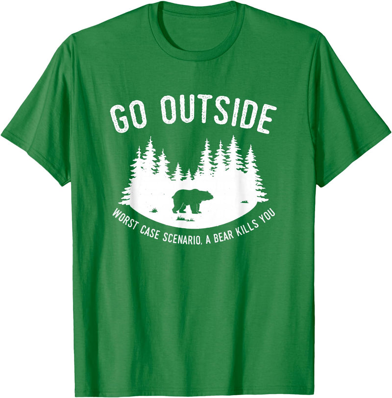 Explore Tees Go Outside Worst Case Scenario A Bear Kills You Explorer Tee T-Shirt - Kelly Green