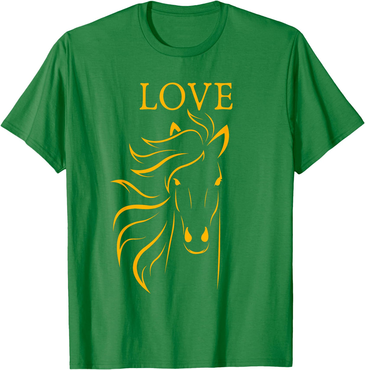 I Love Horses Shirts and Gifts Women and Girls Stylish Love Horse Head T-Shirt - Kelly Green
