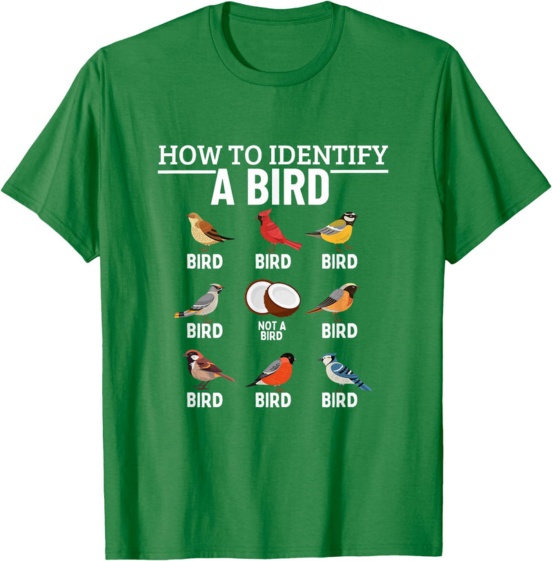 Funny Birding Watch Designs How to Identify A Bird Funny Bird Watching T-Shirt - Kelly Green