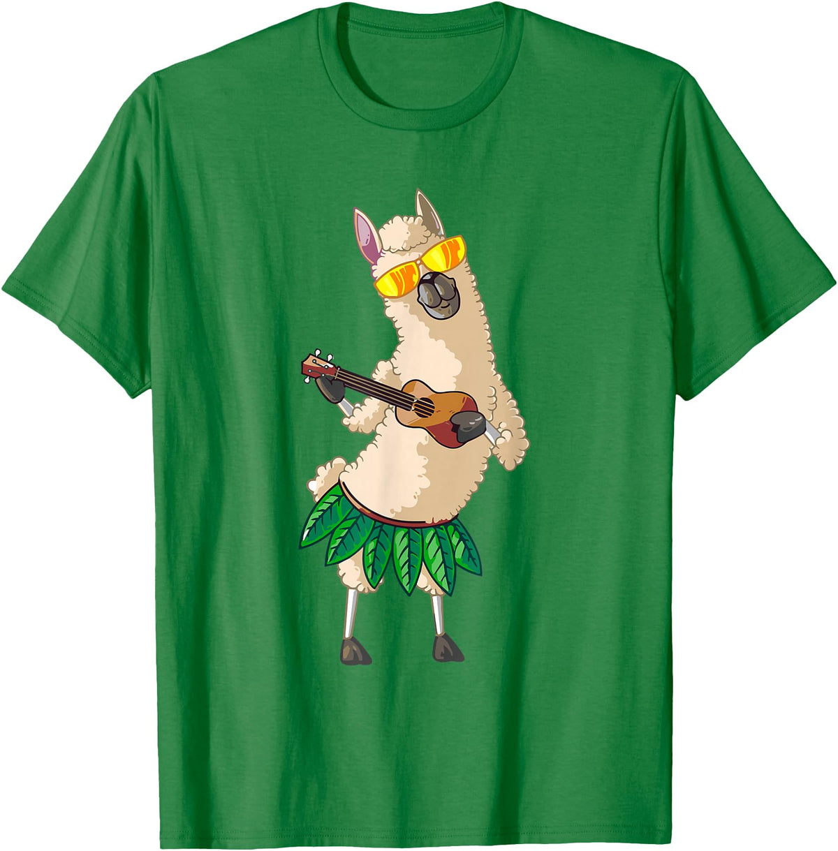 Llama Ukulele Luau TShirt Cute Gifts Llama Ukulele Luau Cute Funny Cool Hawaii Alpaca Gift T-Shirt - Kelly Green