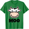 Kids Cow Design MOO Kids Cow Print Design | Cartoon Cow Face Design T-Shirt - Kelly Green