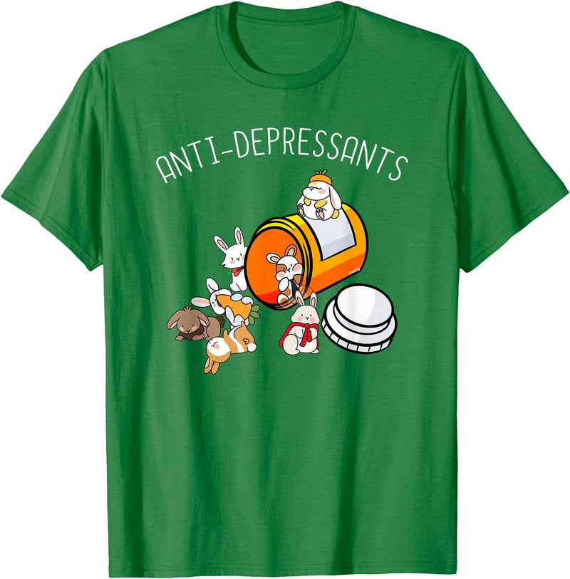 Antidepressants Rabbit Cute Bunny Funny Rabbit Lover T-Shirt in Kelly Green