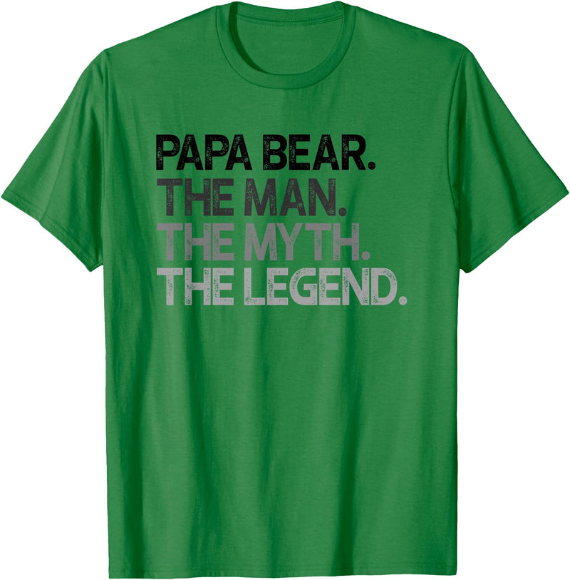 Papa Bear Gifts Papa Bear The Man The Myth Legend Gift T-Shirt - Kelly Green