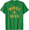 Threadrock Wings & Beer Funny Buffalo Chicken Lover Beer Drinker T-Shirt - Kelly Green