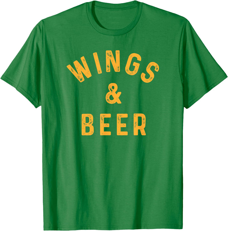 Threadrock Wings & Beer Funny Buffalo Chicken Lover Beer Drinker T-Shirt - Kelly Green