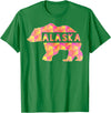 Proud Alaskan Bear Art Alaska State Pride Proud Alaskan Pink Grizzly Bear T-Shirt - Kelly Green