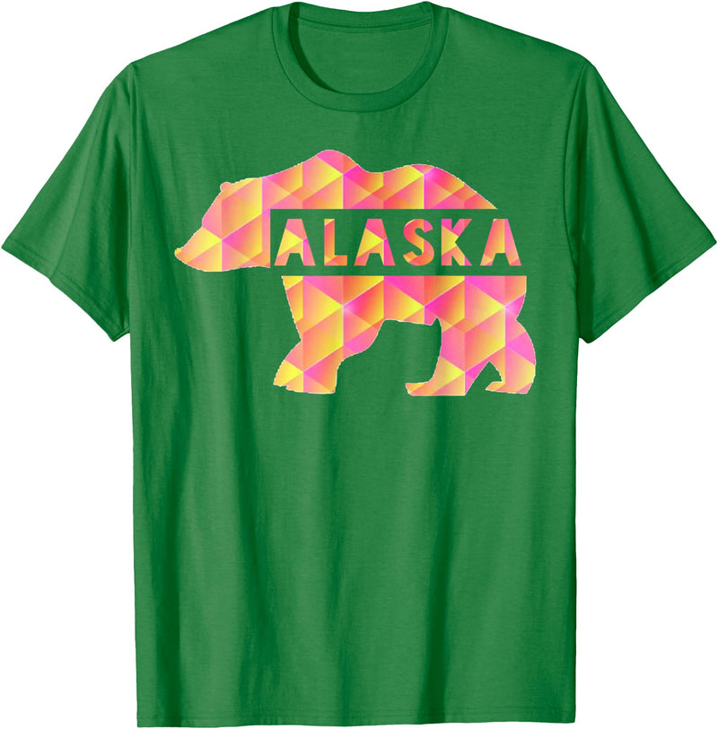 Proud Alaskan Bear Art Alaska State Pride Proud Alaskan Pink Grizzly Bear T-Shirt - Kelly Green