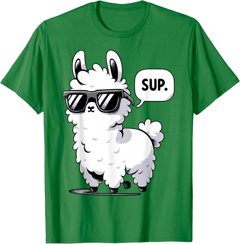 Magical and Funny Llama lover Gifts Alpaca Llama with Sunglasses Sup T-Shirt - Kelly Green