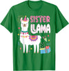 Family Matching Llama Birthday Party Supplies Sister Llama Sister Of The Birthday Llama Birthday T-Shirt - Kelly Green