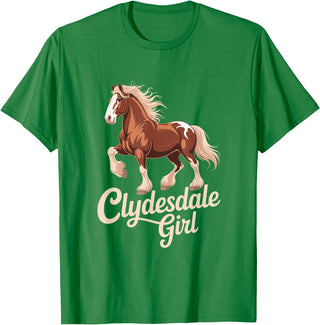 Clydesdale Horse Lovers Club Clydesdale Girl Vintage Horse Equestrian T-Shirt - Kelly Green