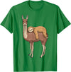 SubliminalFantasy Co. Sloth Llama Sloth Riding Llama Sloth Sleeping on Llama T-Shirt - Kelly Green