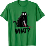 Cat Owners Black Cat What? Black Cat Murderous Cat With Knife Black Cat T-Shirt