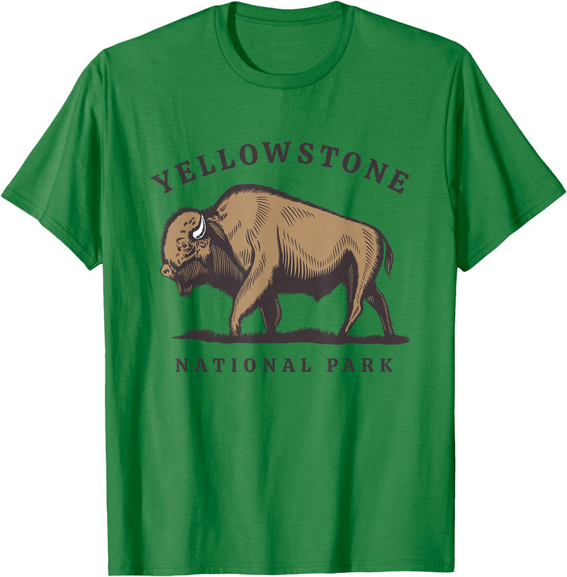 Yellowstone National Park Bison Clothing Co Yellowstone National Park Wyoming Buffalo Bison T-Shirt - Kelly Green