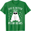 Polar Bears Accessories for Men Women & Kids Life Is Better With Polar Bears Cool Polar Bear for Kids T-Shirt - Kelly Green