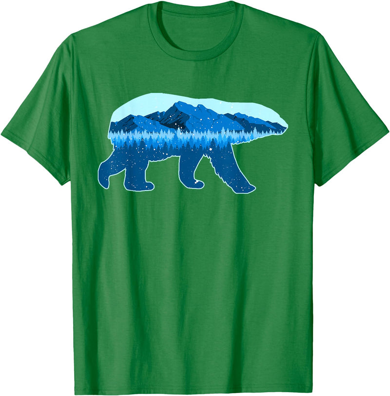 Save the Polar Bear Lovers Designs Polar Bear Print Landscape - Save the Polar Bear T-Shirt - Kelly Green