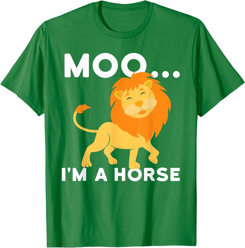 Funny Lion Shirts Moo I'm a horse - lion T-Shirt - Kelly Green