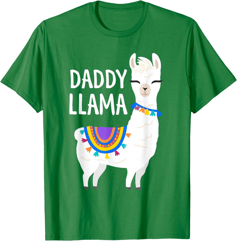 Birthday Llama Shirts Gift Daddy Llama Funny Father's Day Shirt Men, Dad, Dad Birthday T-Shirt - Kelly Green