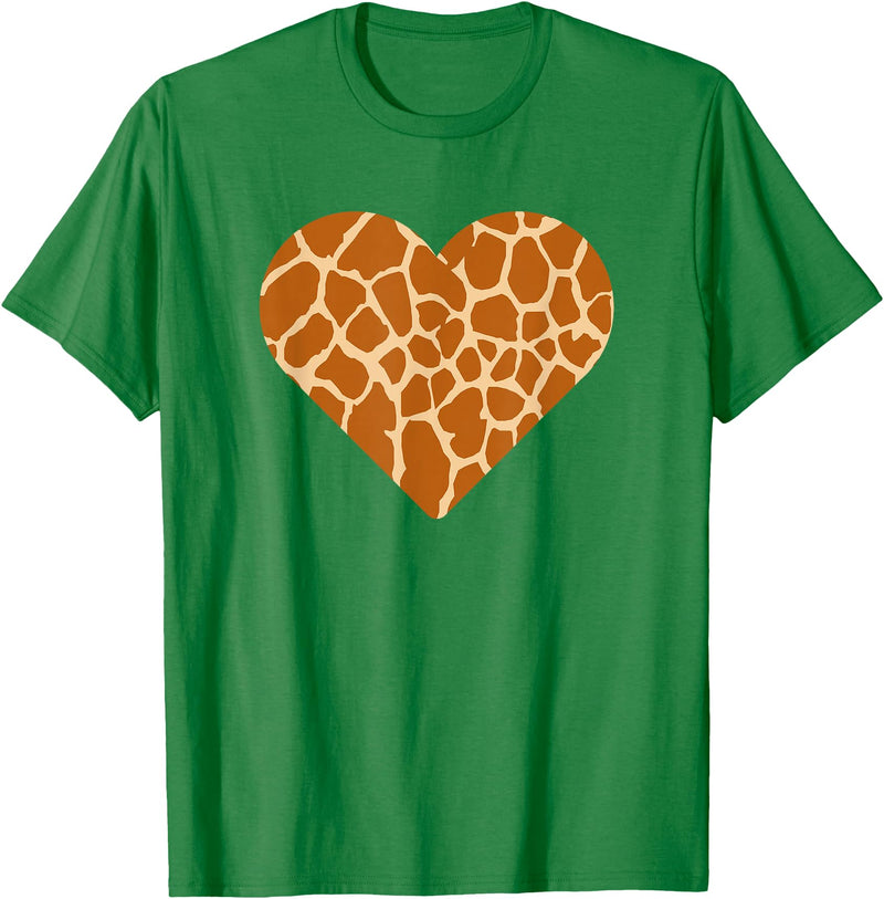 Giraffe Heart Graphic Apparel Giraffe Heart Cute Giraffe Lover Love T-Shirt - Kelly Green