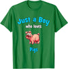 Boys Pig Shirts & Gifts for Kids Pig Shirt for Boys | Children's Pig T-Shirt - Kelly Green