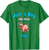 Boys Pig Shirts & Gifts for Kids Pig Shirt for Boys | Children's Pig T-Shirt - Kelly Green