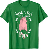 Cool Animal Farmers Year Of Pig Women Girl Designs Funny Just A Girl Who Loves Pigs Gift | Cute Mini Piggy Kids T-Shirt - Kelly Green
