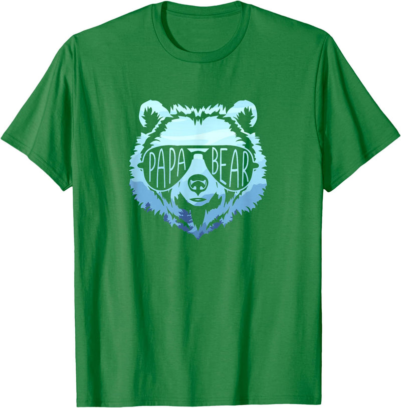 papa Grizzly in sunglasses Papa Bear Vintage Graphic T-Shirt - Kelly Green