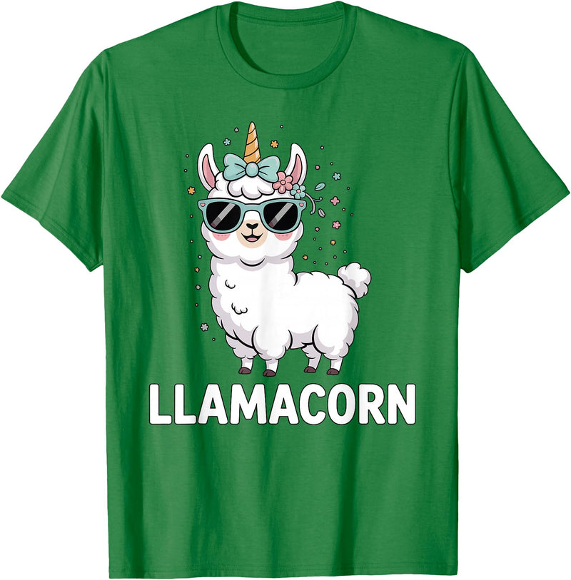 Funny Llamacorn Lover Llama Design Llamacorn Funny Llama Unicorn For Girls Kids Lover Llamacorn T-Shirt - Kelly Green