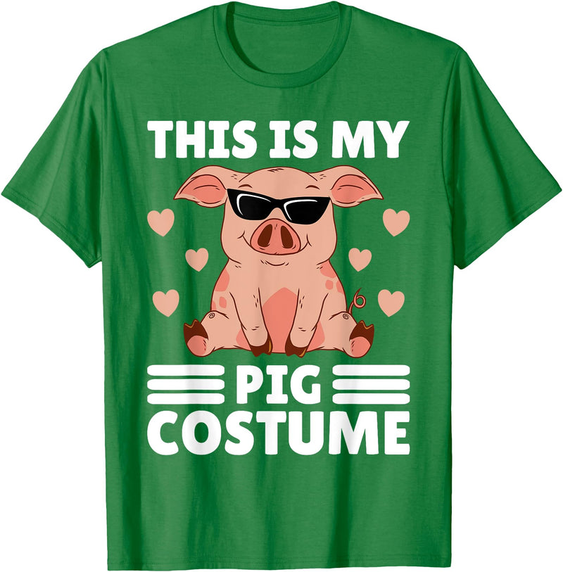 Funny Pig Costume For Women Or Girls This is My My Pig Costume Women Pig Stuff Funny Farmer Girl T-Shirt - Kelly Green